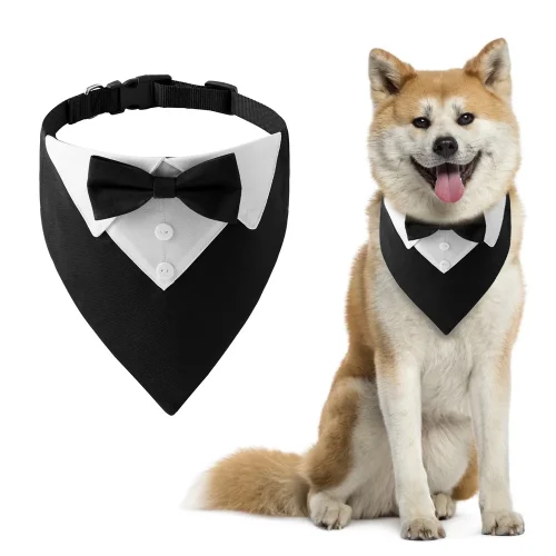 Bow Tie Dog Collar Tuxedo Bandana Adjustable