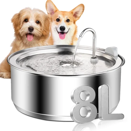 8L / 272oz Dog Water Fountain for Dogs Stainless Steel